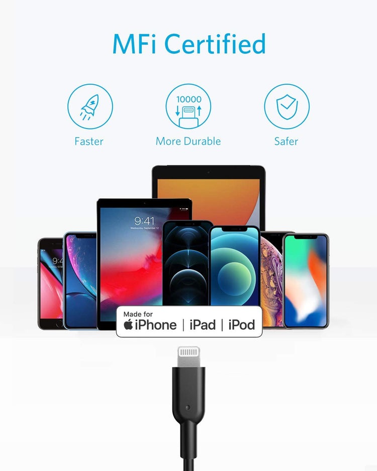 Anker 321 USB-C to Lightning Cable ((3 ft / 6 ft / 10 ft) Cables Black | DR083458S9