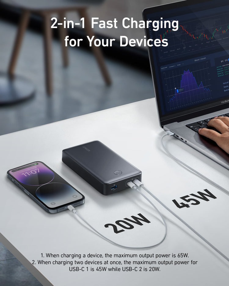 Anker 537 Power Bank ((PowerCore 24K for Laptop) Power Banks Black | AJ721972L6
