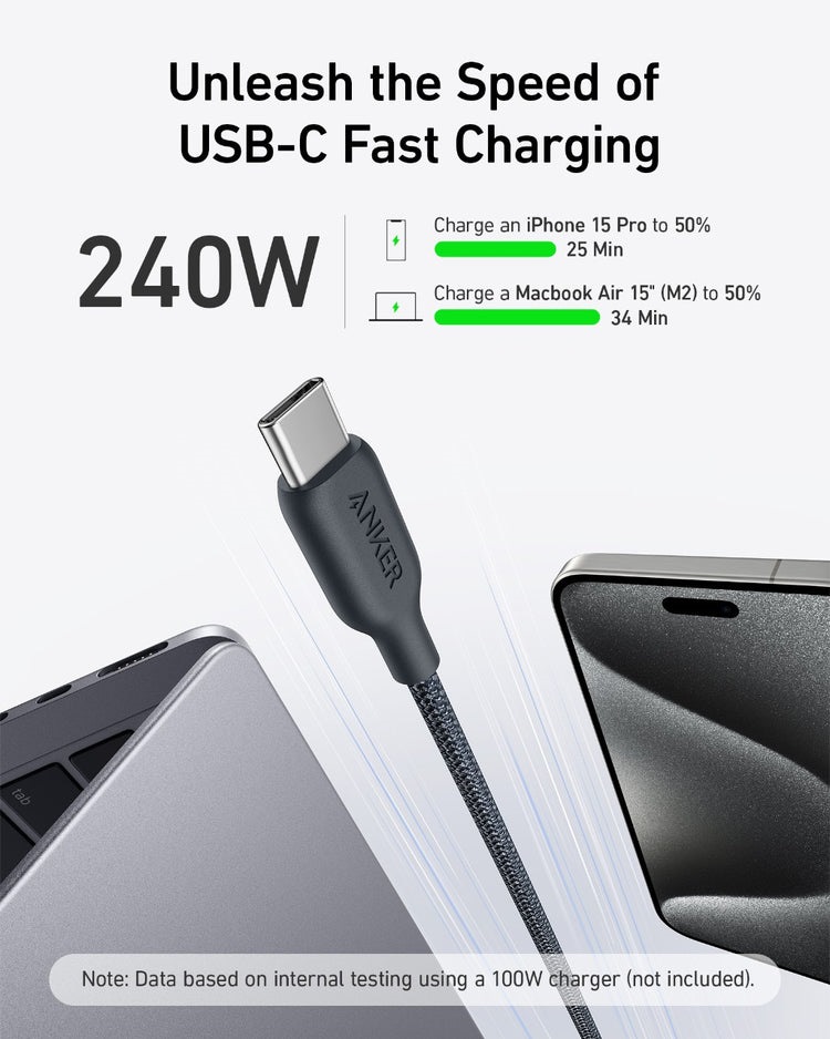 Anker 543 USB-C to USB-C Cable ((Bio-Braided) Cables Black | WM498799D7