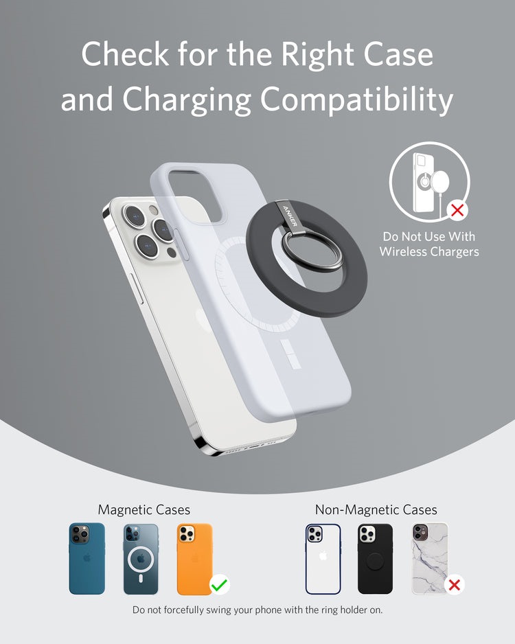 Anker 610 Magnetic Phone Grip ((MagGo) Wireless Chargers Black | OP903530V4