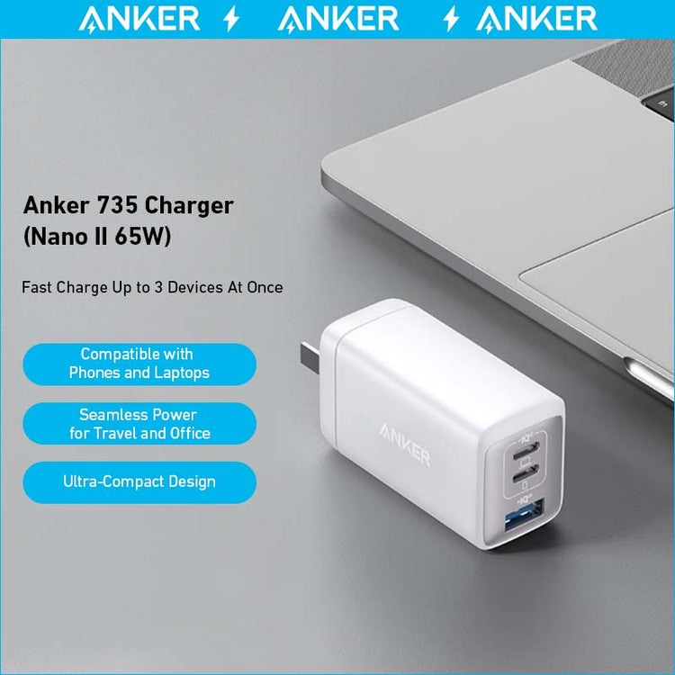 Anker 735 Charger ((Nano II 65W) Chargers White | CN772587A3