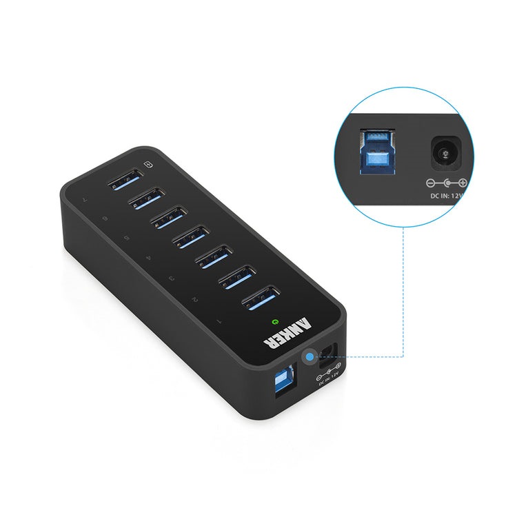 Anker 7-Port USB 3.0 Hub Hubs and Docks Black | ZO469586R6