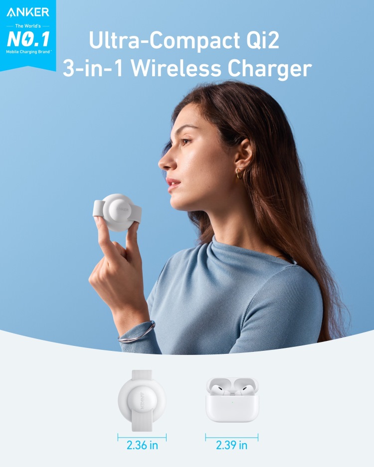 Anker MagGo Wireless Charging Station ((3-in-1, Foldable Pad) Wireless Chargers White | KI890179F2