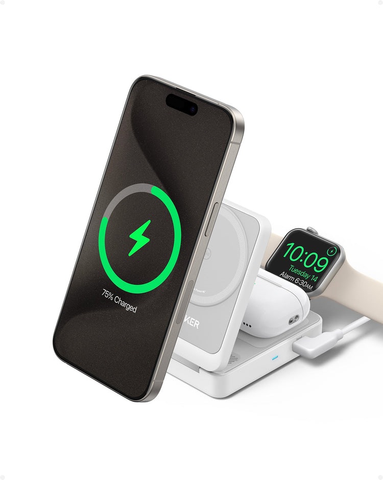 Anker MagGo Wireless Charging Station ((Foldable 3-in-1) Wireless Chargers White | FF362426I9