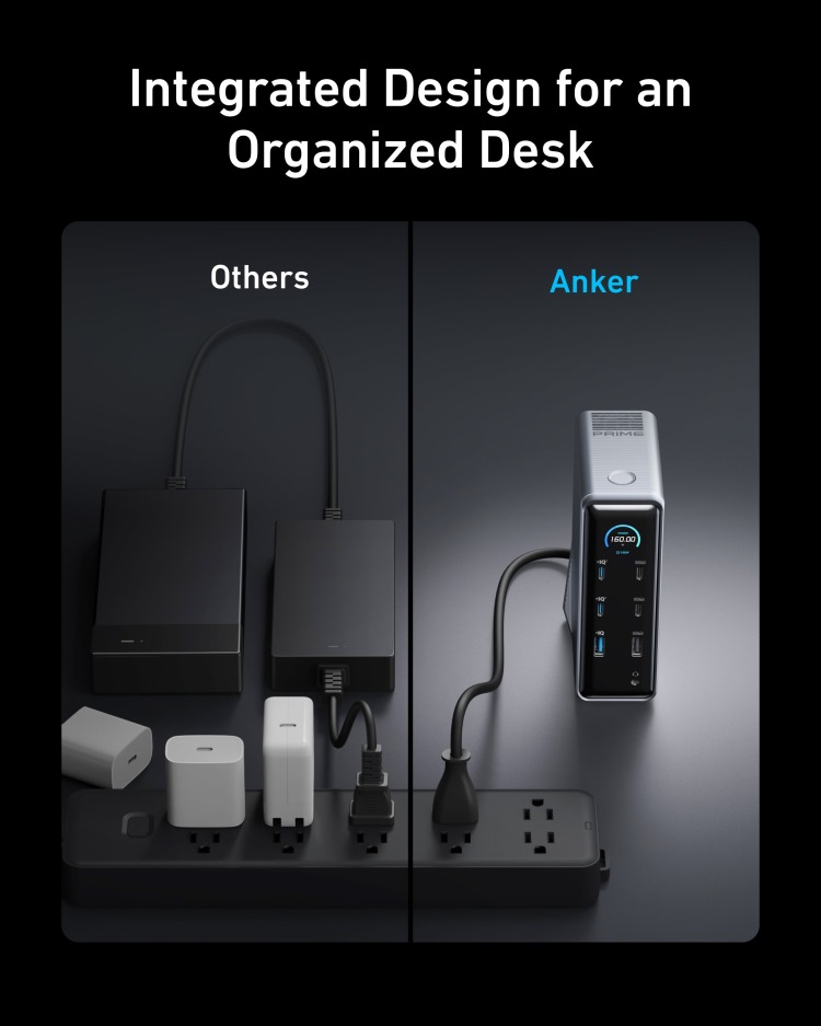 Anker Prime Charging Docking Station ((14-in-1, Dual Display, 160W) Hubs and Docks Black | ZS044794N5
