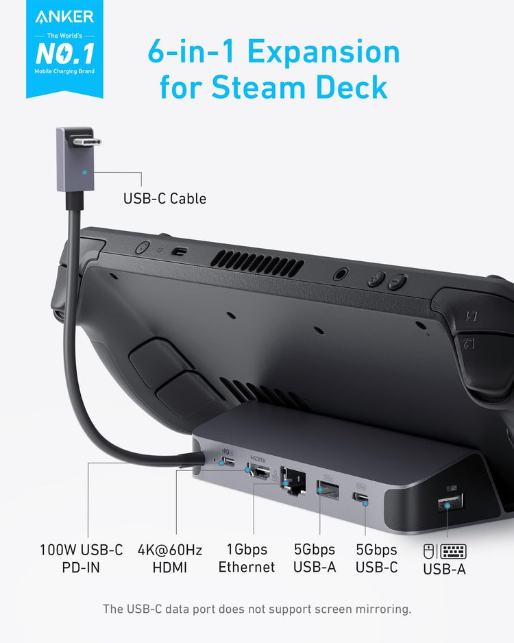 Anker USB-C Hub ((6-in-1, For Handheld Game Console) Hubs and Docks Black | KW092789O7